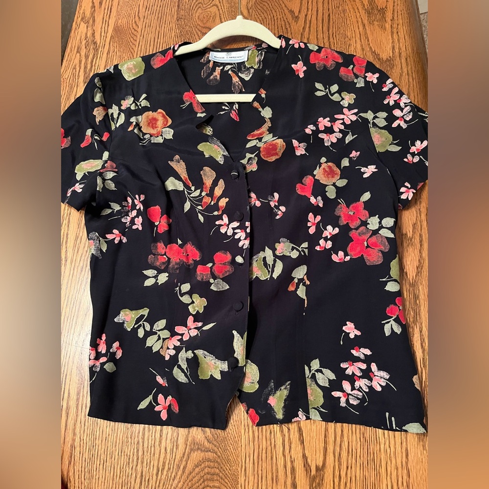 Chic Black Floral Button-Down Shirt